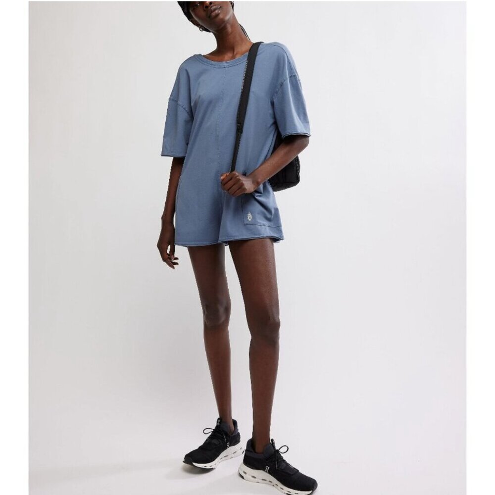 NWT Free People Hot Shot Tee Romper Skyline Size M